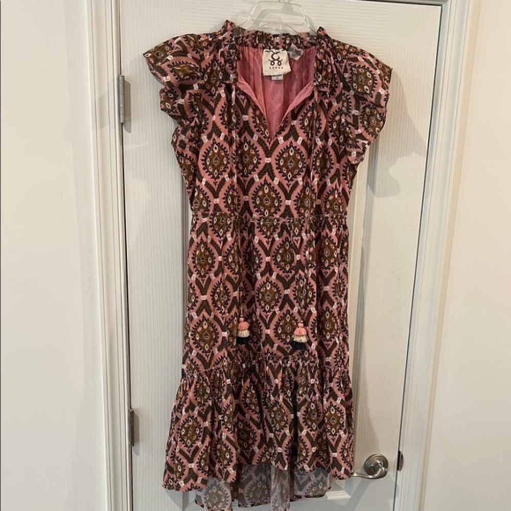 FIGUE Flutter Sleeve V-neck Mini Sundress